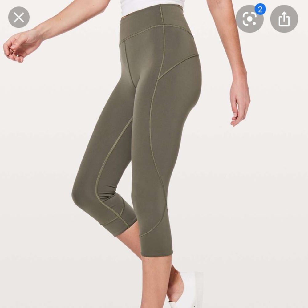Lululemon In Movement 19” Crop Leggings — Olive